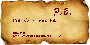 Petrák Benedek névjegykártya