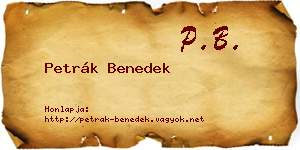 Petrák Benedek névjegykártya